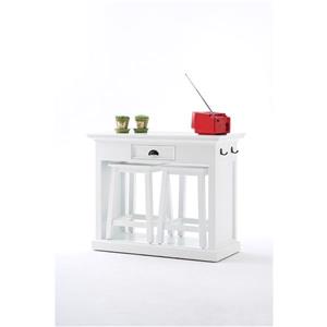 NovaSolo Halifax Kitchen Table Set with Stools & Cushions - White