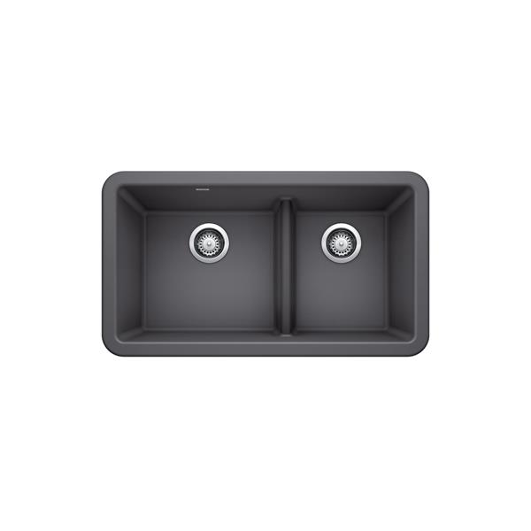 BLANCO Ikon Double Bowl Farmhouse Sink - 33-in - Cinder