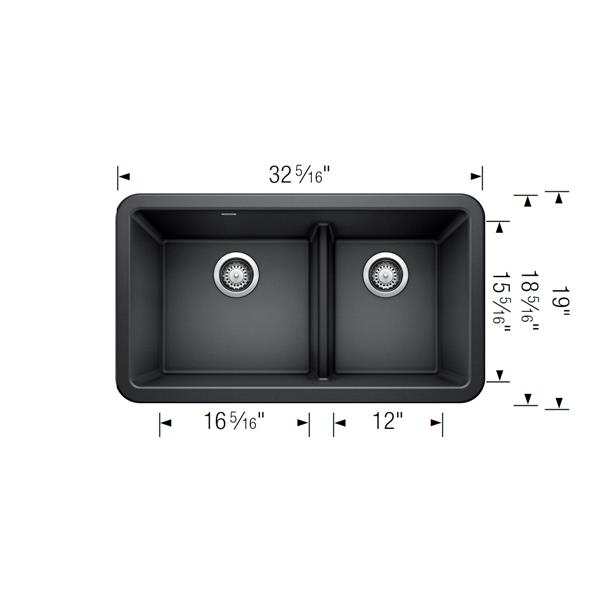 BLANCO Ikon Double Bowl Farmhouse Sink - 33-in - Concrete Grey