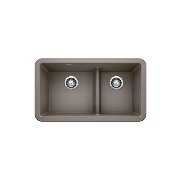 BLANCO Ikon Double Bowl Farmhouse Sink - 33-in - Truffle