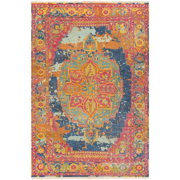 Surya Festival Updated Traditional Area Rug - 6-ft x 9-ft - Rectangular - Bright Pink