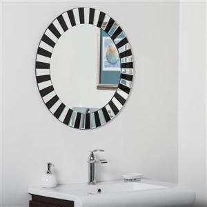 Decor Wonderland Tiara Modern Round Bathroom Mirror - Black