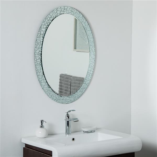 Decor Wonderland Jewel Oval Frameless Mirror - 31.5-in x 23.6-in