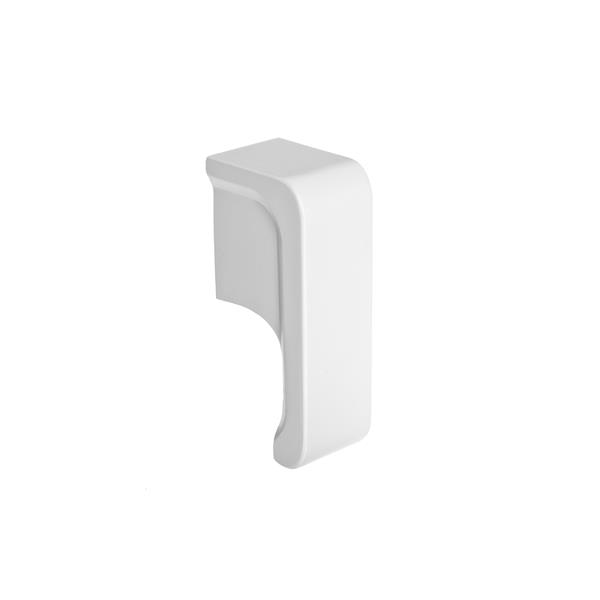Embout gauche pour couvre-plinthe électrique Titan de Veil, ouvert, 2-3/4  po, blanc semi-lustré TN001-LFO