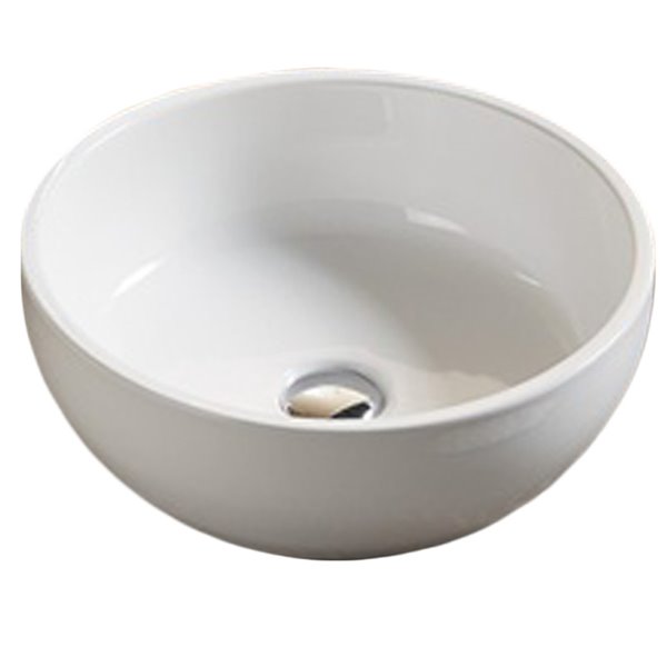 American Imaginations Vessel Bathroom Sink - Round Shape - 16.14-in x 16.14-in - White