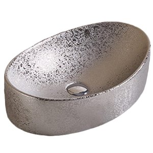 American Imaginations Vessel Bathroom Sink - Oval Shape - 20.47-in x 13.19-in - Silver