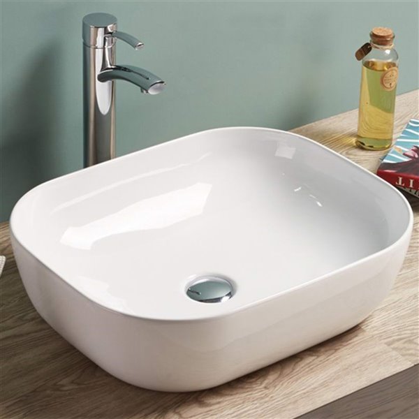 American Imaginations Vessel Bathroom Sink - Rectangular Shape - 19.9-in x 15.9-in - White