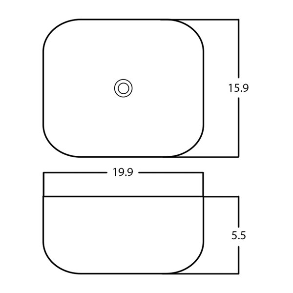 American Imaginations Vessel Bathroom Sink - Rectangular Shape - 19.9-in x 15.9-in - White