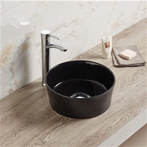 Lavabo-vasque rond d'American Imaginations, 14,09 po x 14,09 po, noir