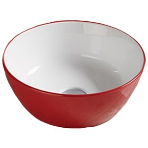 Lavabo-vasque sans-trop plein d'American Imaginations, forme ronde, 14,09 po x 14,09 po, rouge et blanc