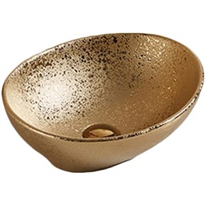 American Imaginations Vessel Bathroom Sink - Oval Shape - 15.94-in - Gold