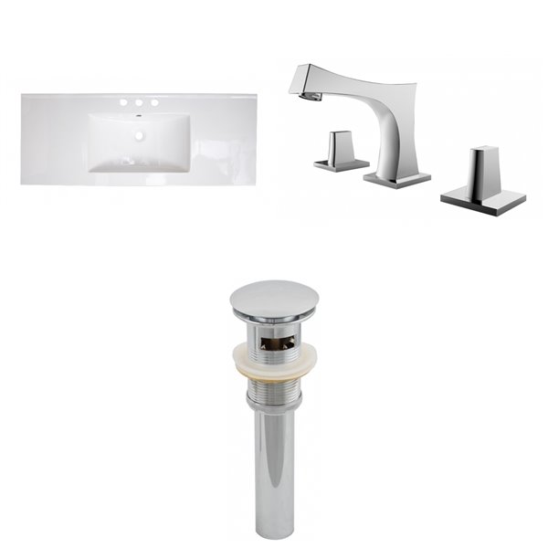 American Imaginations Roxy Bathroom Vanity Top Set with Faucet - Single Sink - 48-in - White Ceramic