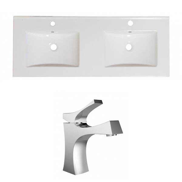 American Imaginations Xena Bathroom Vanity Top Set - Double Sink - 48-in - White