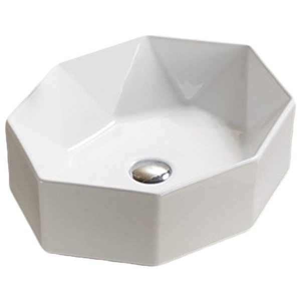 American Imaginations Vessel Bathroom Sink - Oval Shape - 19.7-in x 14.13-in - White