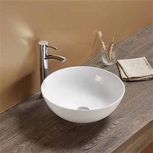 Lavabo rond d'American Imaginations, sans trop-plein, 14,09 po, blanc