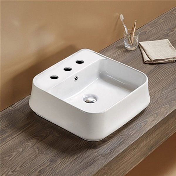 American Imaginations Vessel Bathroom Sink with Overflow Drain - 18.31-in x 17.52-in - White