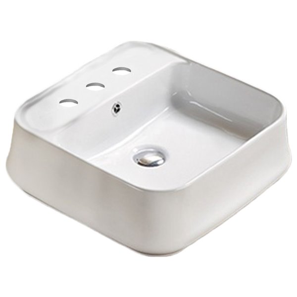 American Imaginations Vessel Bathroom Sink with Overflow Drain - 18.31-in x 17.52-in - White