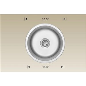 American Imaginations Round Kitchen Sink with Deck Mount Faucet Drilling