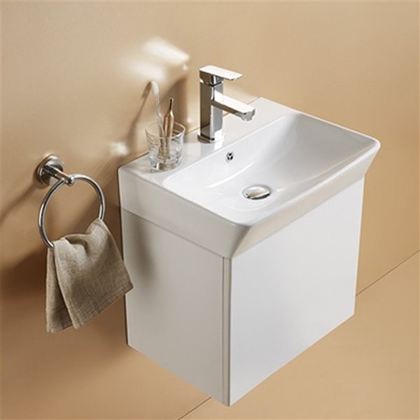 American Imaginations Vessel Bathroom Sink - Rectangular Shape - 19.88-in x 13.97-in - White