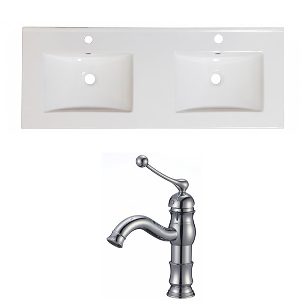 American Imaginations 48-in. W Floor Mount White Vanity Set for 1 Hole Drilling