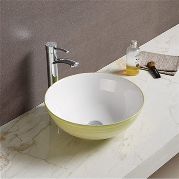 American Imaginations Vessel Bathroom Sink - Round Shape - 16.34-in - Light Green