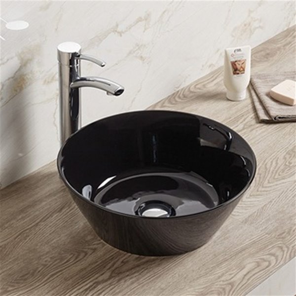 American Imaginations Vessel Bathroom Sink - Round Shape - 15.9-in - Black