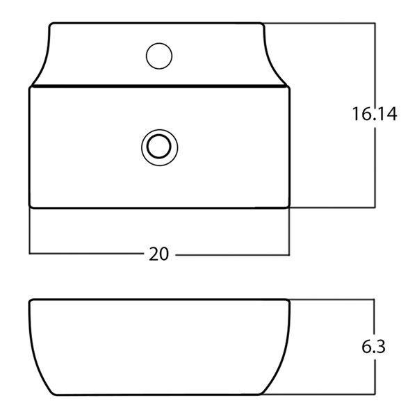 American Imaginations Vessel Bathroom Sink - Rectangular Shape - 20-in x 16.14-in - White