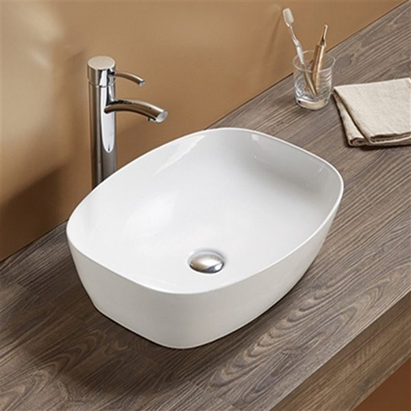 American Imaginations Vessel Bathroom Sink - Rectangular Shape - 19.9-in x 15.16-in - White