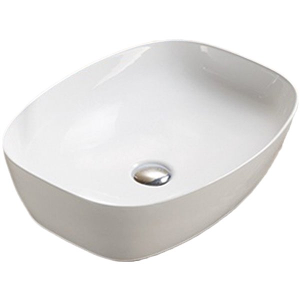 American Imaginations Vessel Bathroom Sink - Rectangular Shape - 19.9-in x 15.16-in - White