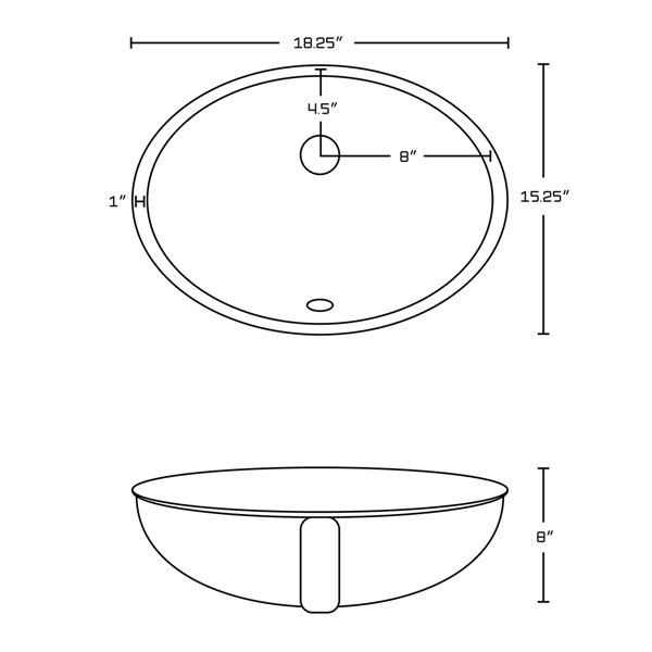 American Imaginations Oval Undermount Bathroom Sink with Overflow Drain - 18.25-in x 15.25-in - White