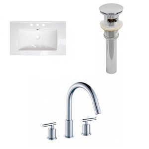 Ensemble lavabo simple Roxy d'American Imaginations, robinet et drain, 32 po, céramique blanche