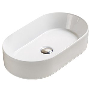 American Imaginations Vessel Bathroom Sink - Oval Shape - 20.67-in x 11.81-in - White