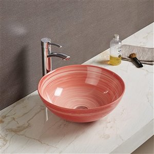 American Imaginations Vessel Bathroom Sink - Round Shape - 16.34-in - Red