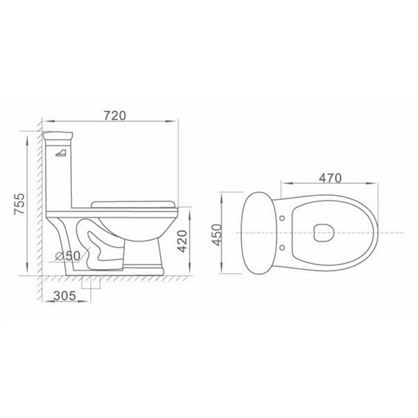 American Imaginations Toilet - 1-Piece with Single Flush - Confort Height - White
