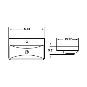 American Imaginations Rectangular Vessel Bathroom Sink - 23.81-in x 13.97-in - White