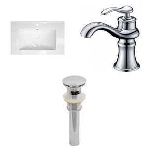 Ensemble lavabo blanc Roxy d'American Imaginations, robinet et drain, 24,25 po x 18,25 po