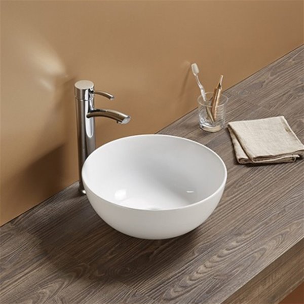 American Imaginations Vessel Bathroom Sink - Round Shape - White
