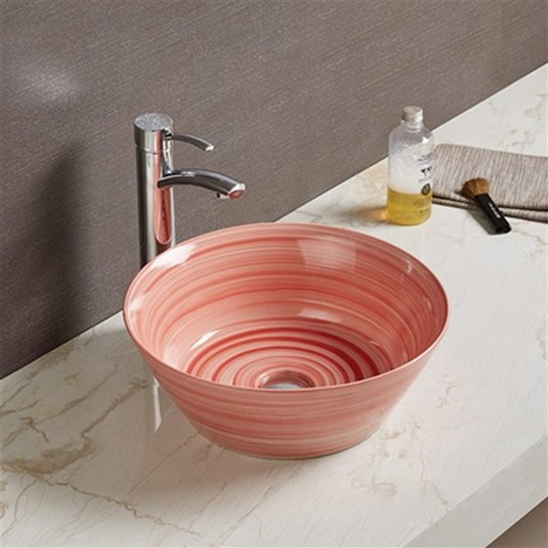 American Imaginations Vessel Bathroom Sink - Round Shape - 15.94-in - Red