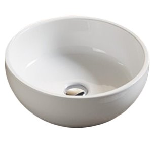 American Imaginations Vessel Bathroom Sink - Round Shape - 16.14-in - White