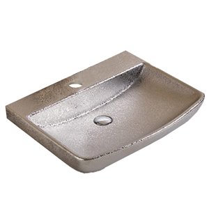 American Imaginations Vessel Bathroom Sink - Rectangular Shape - 23.62-in x 18.7-in - Silver