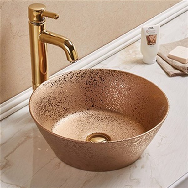 American Imaginations Vessel Bathroom Sink - Round Shape - 15.9-in x 15.9-in - Bronze