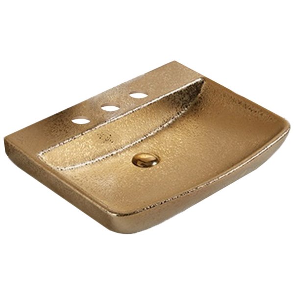 American Imaginations Vessel Bathroom Sink - 23.62-in x 18.7-in - Gold