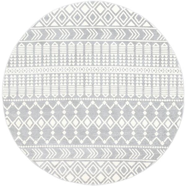 Surya Horizon Bohemian Area Rug - 7-ft 10-in - Round - Gray