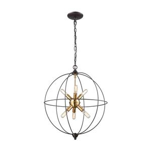 ELK Lighting Loftin Chandelier - 6-Light - Oil Rubbed Bronze and Satin Brass