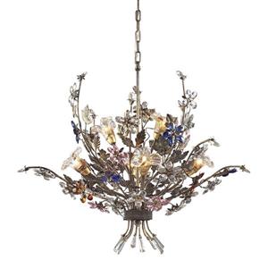 ELK Lighting Brillare Chandelier - 6-Light - Bronzed Rust and Floral Crystals