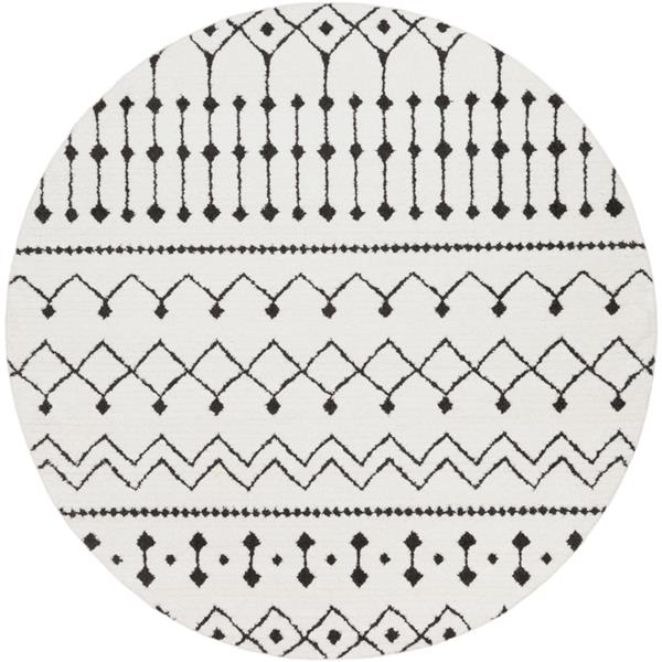 Surya Moroccan Shag Bohemian Area Rug - 5-ft 3-in - Round - White