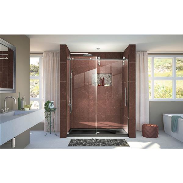 Porte de douche Enigma-Z de DreamLine, design sans cadre, 56-60 po, acier inoxydable poli