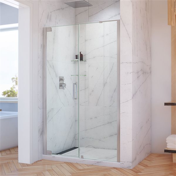 DreamLine Elegance-LS Shower Door - Frameless Design - 52.5-54.5-in - Brushed Nickel