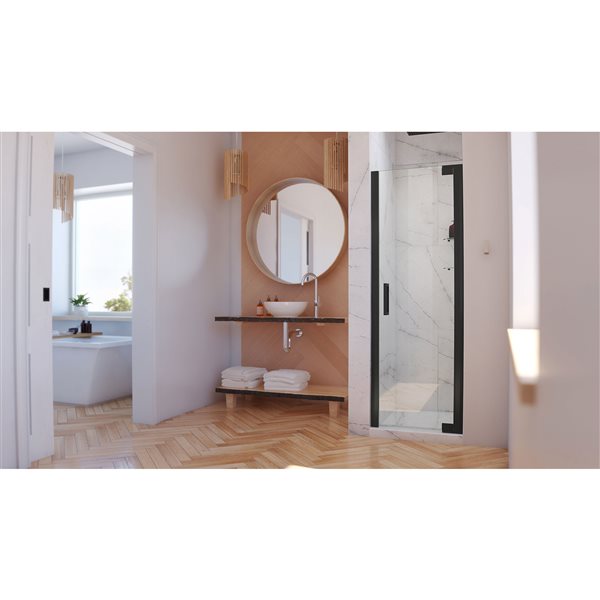 Porte de douche Elegance-LS de DreamLine, design sans cadre, 32,25-34,25 po, noir satiné