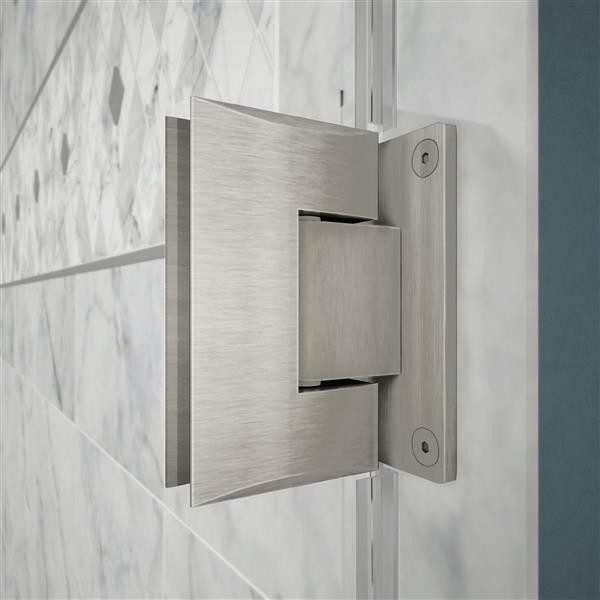 DreamLine Unidoor Plus Hinged Shower Enclosure - Frameless Design - 59-in - Brushed Nickel